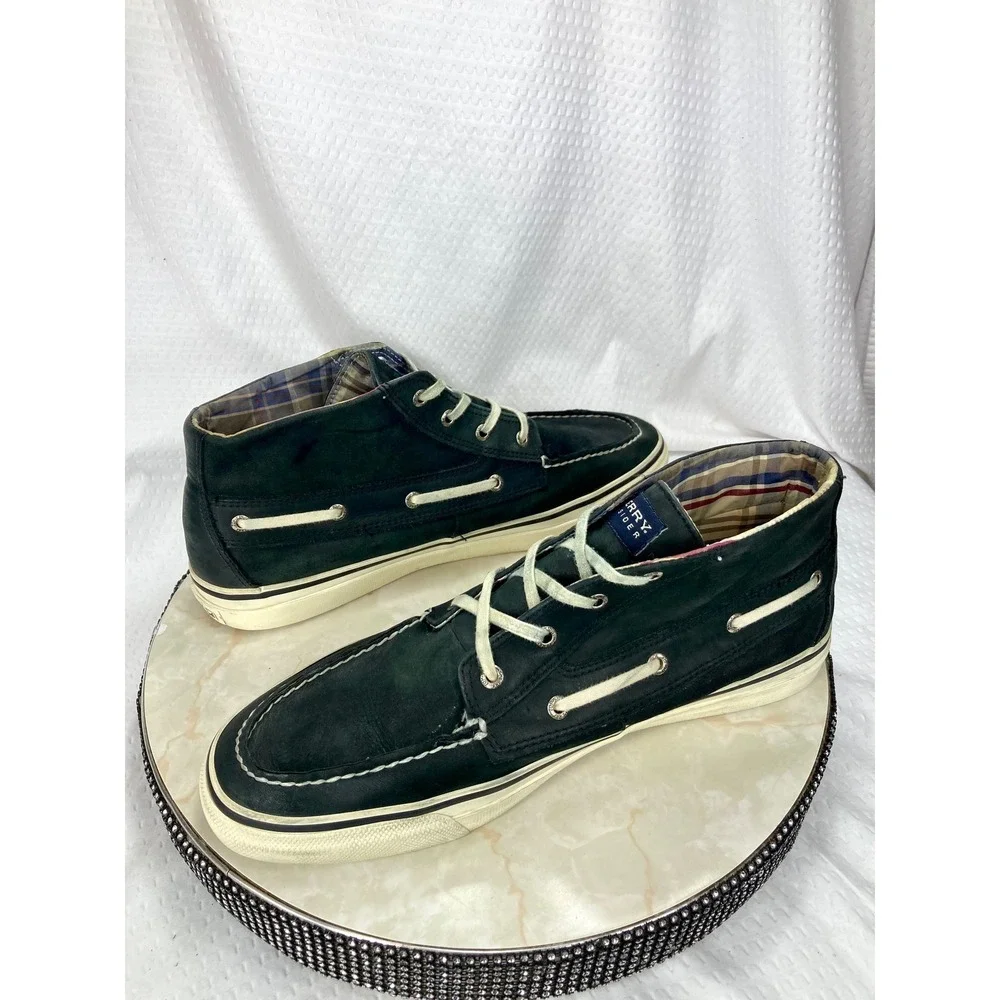 Sperry Top Sider Bahama Chukka Boat Shoes Mens 13 Black Leather Casual Sneakers